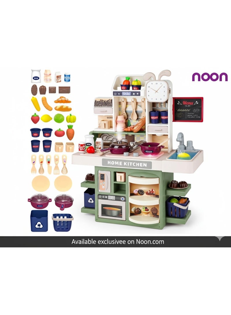 Dream DIY Home Kitchen Playset (42 Pcs) – Realistic Mist Spray, Cyclic Water Sink & Interactive Cooking Sounds – Mint Green/Tan - Image 5