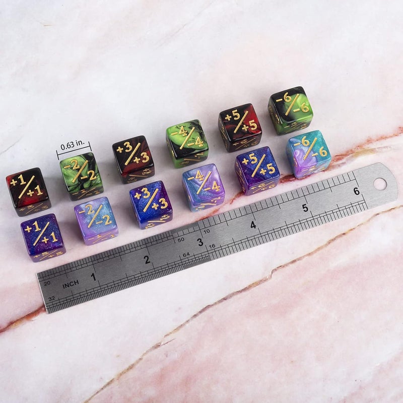 LAMJAM 48 PCS Magic The Gathering MTG Counter Dice Marble Bulk Life Counters Tokens Dice Compatible with Magic Card Game Accessories CCG Creature Stats, 4 Colors - Image 3