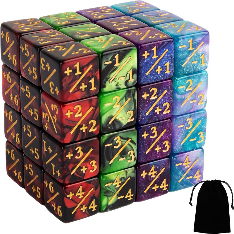 LAMJAM 48 PCS Magic The Gathering MTG Counter Dice Marble Bulk Life Counters Tokens Dice Compatible with Magic Card Game Accessories CCG Creature Stats, 4 Colors - Image 1