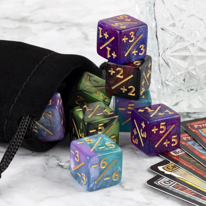 LAMJAM 48 PCS Magic The Gathering MTG Counter Dice Marble Bulk Life Counters Tokens Dice Compatible with Magic Card Game Accessories CCG Creature Stats, 4 Colors - Image 4
