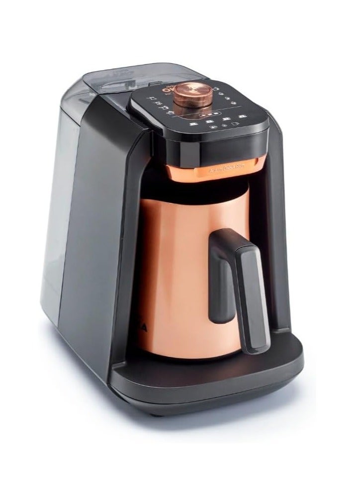 arzum okka أرزوم أوكا ريتش برو بلس، ماكينة قهوة تركية أوتوماتيكية، صانعة مشروبات الحليب ومشروبات ساخنة مختلفة، وعاء من الفولاذ المقاوم للصدأ (مع خزان ماء) - OK0038 نحاسي. - Image 1