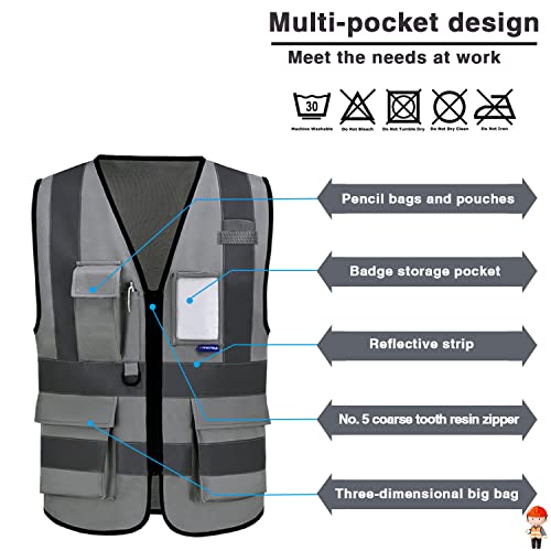 ASAFETY A-SAFETY 4XL 5XL grey vest construction - Image 4