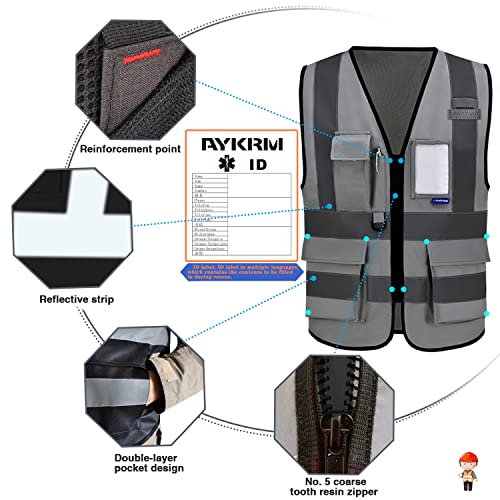 ASAFETY A-SAFETY 4XL 5XL grey vest construction - Image 3