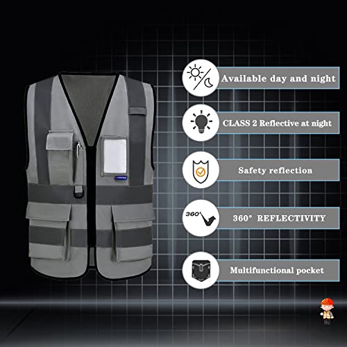 ASAFETY A-SAFETY 4XL 5XL grey vest construction - Image 5