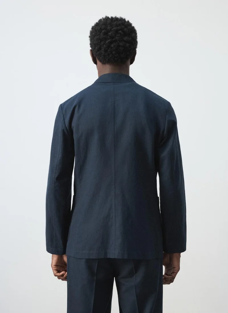 مانجو مان Slim-Fit Suit Jacket Made From A Linen-Lyocell Blend