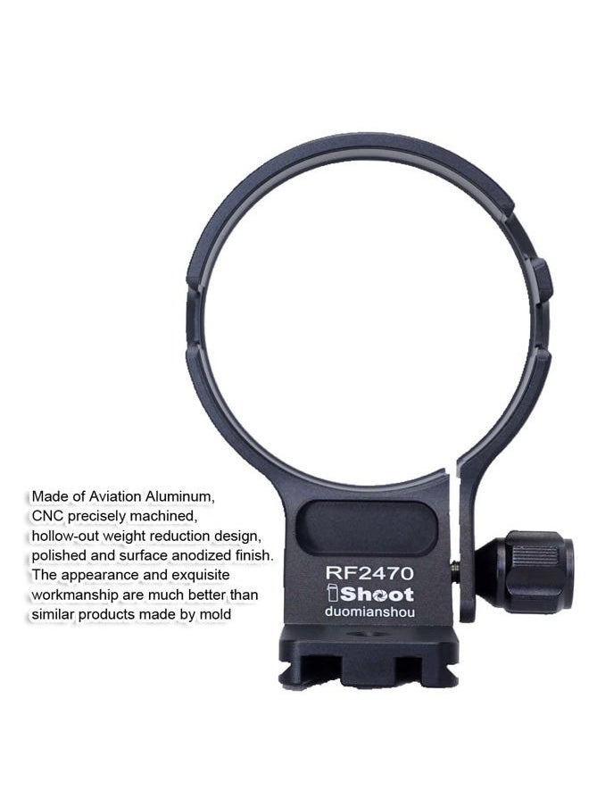 iShoot - CNC Metal Tripod Mount Ring Lens Collar Compatible with Canon RF 24-70mm F2.8L is USM, Lens Support Holder Bracket Bottom is Arca-Swiss Fit Quick Release Plate Dovetail Groove - Image 1