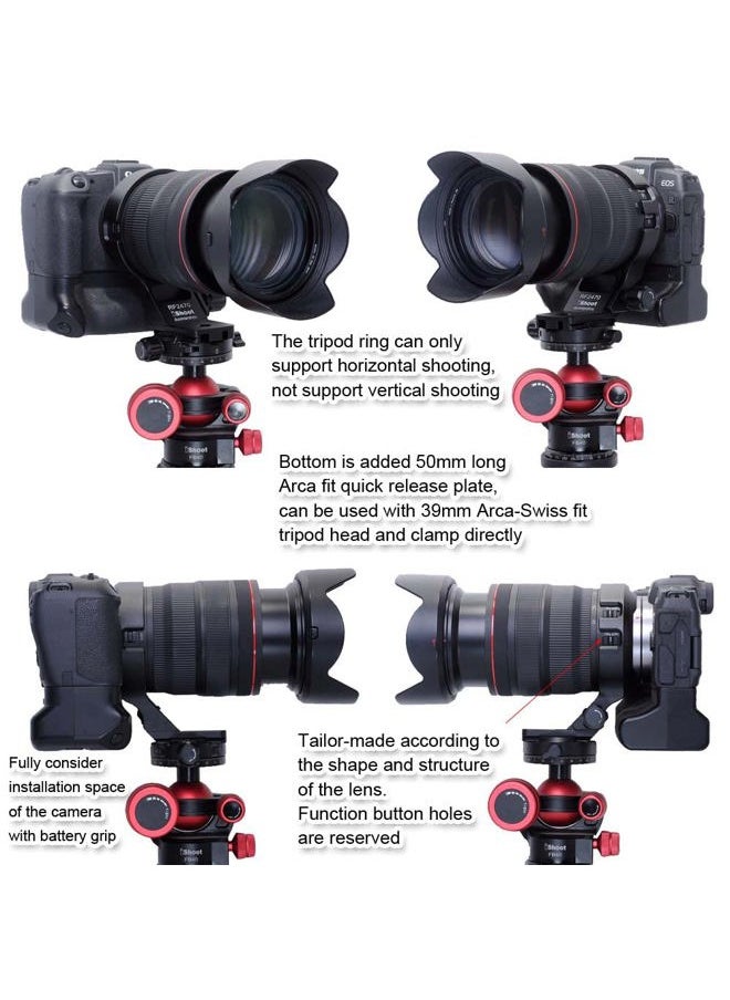 iShoot - CNC Metal Tripod Mount Ring Lens Collar Compatible with Canon RF 24-70mm F2.8L is USM, Lens Support Holder Bracket Bottom is Arca-Swiss Fit Quick Release Plate Dovetail Groove - Image 1