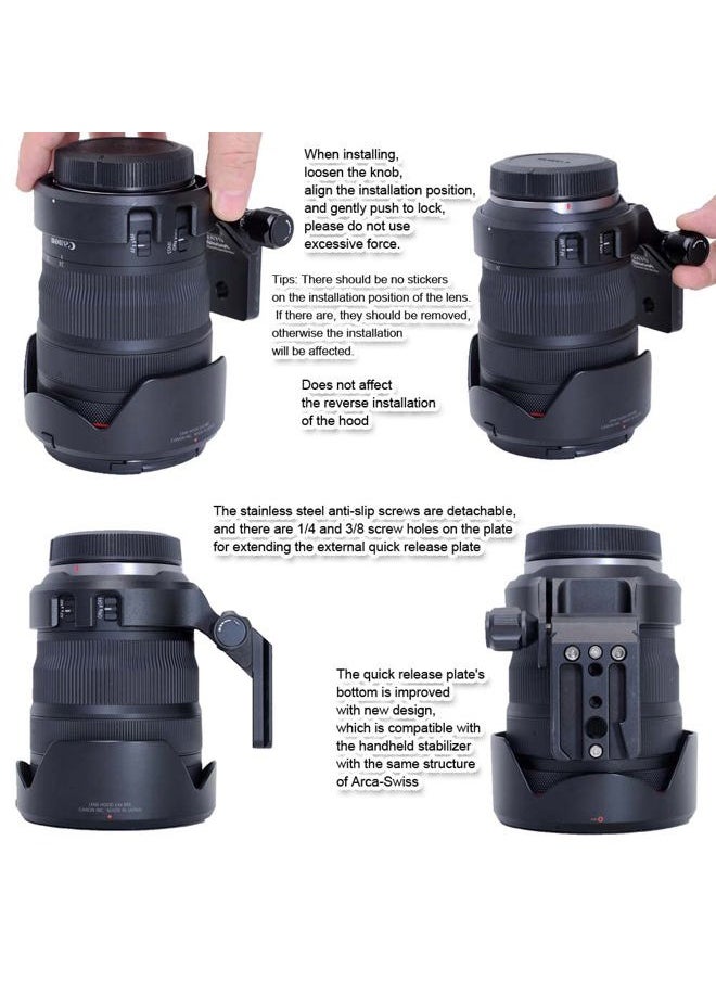 iShoot - CNC Metal Tripod Mount Ring Lens Collar Compatible with Canon RF 24-70mm F2.8L is USM, Lens Support Holder Bracket Bottom is Arca-Swiss Fit Quick Release Plate Dovetail Groove - Image 1