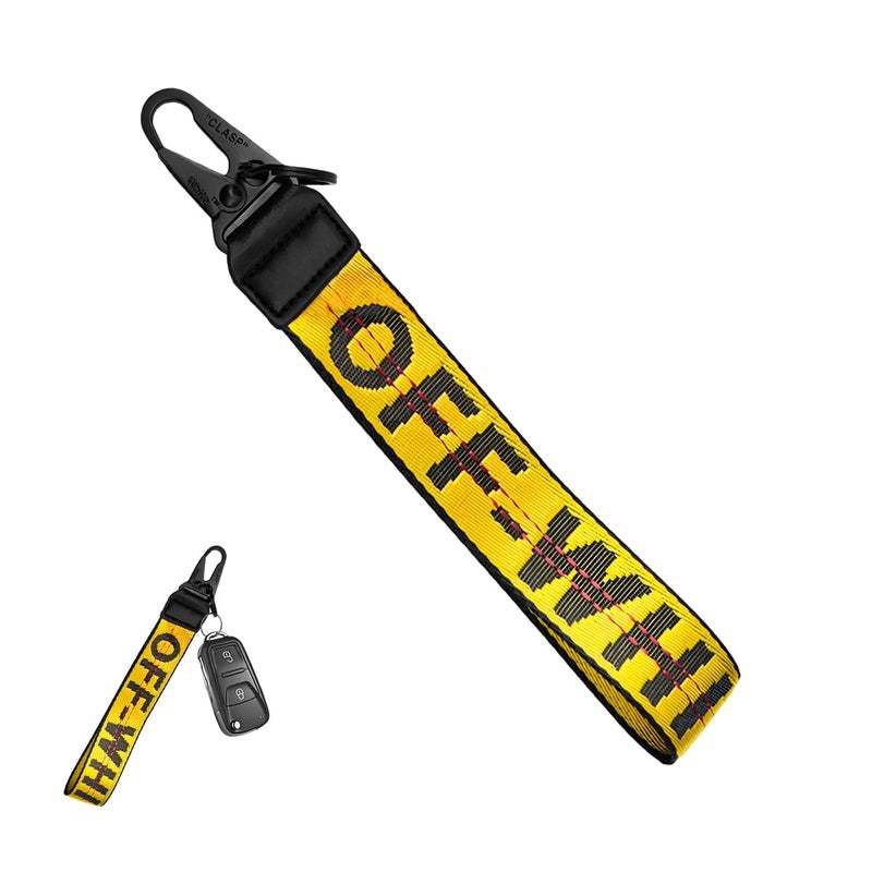 DXNQ Car Keychain Fabric Keychain Wrist Lanyard Key Ring for Cars Keys Wallets Jeans Decoration Car Accessories Yellow - Image 3