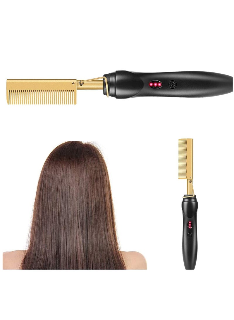 ELTRAZONE فرشاة فرد الشعر ELTERAZONE، مشط تسخين كهربائي، مشط فرد اللحية المحمول المضاد للحروق أثناء السفر، مكواة تجعيد آمنة من السيراميك ومشط ساخن سريع التسخين، مضاد للحروق - Image 1