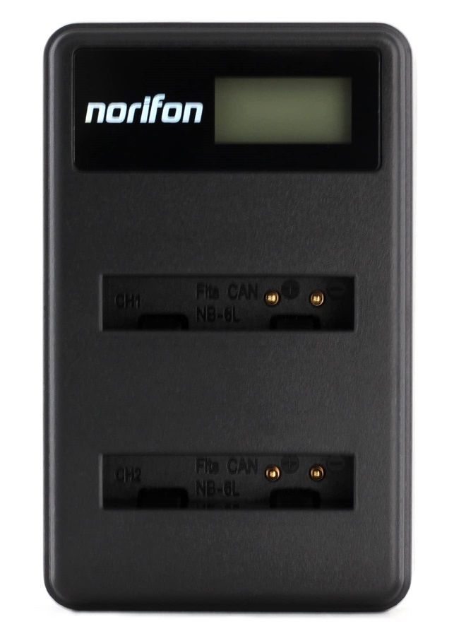 Norifon شاحن USB LCD مزدوج القناة NB-6L لكاميرات كانون PowerShot SX530 HS، SX610 HS، SX710 HS، SD1200 IS، SD1300 IS، S120 IXY 10S IXY 30S والمزيد - Image 1