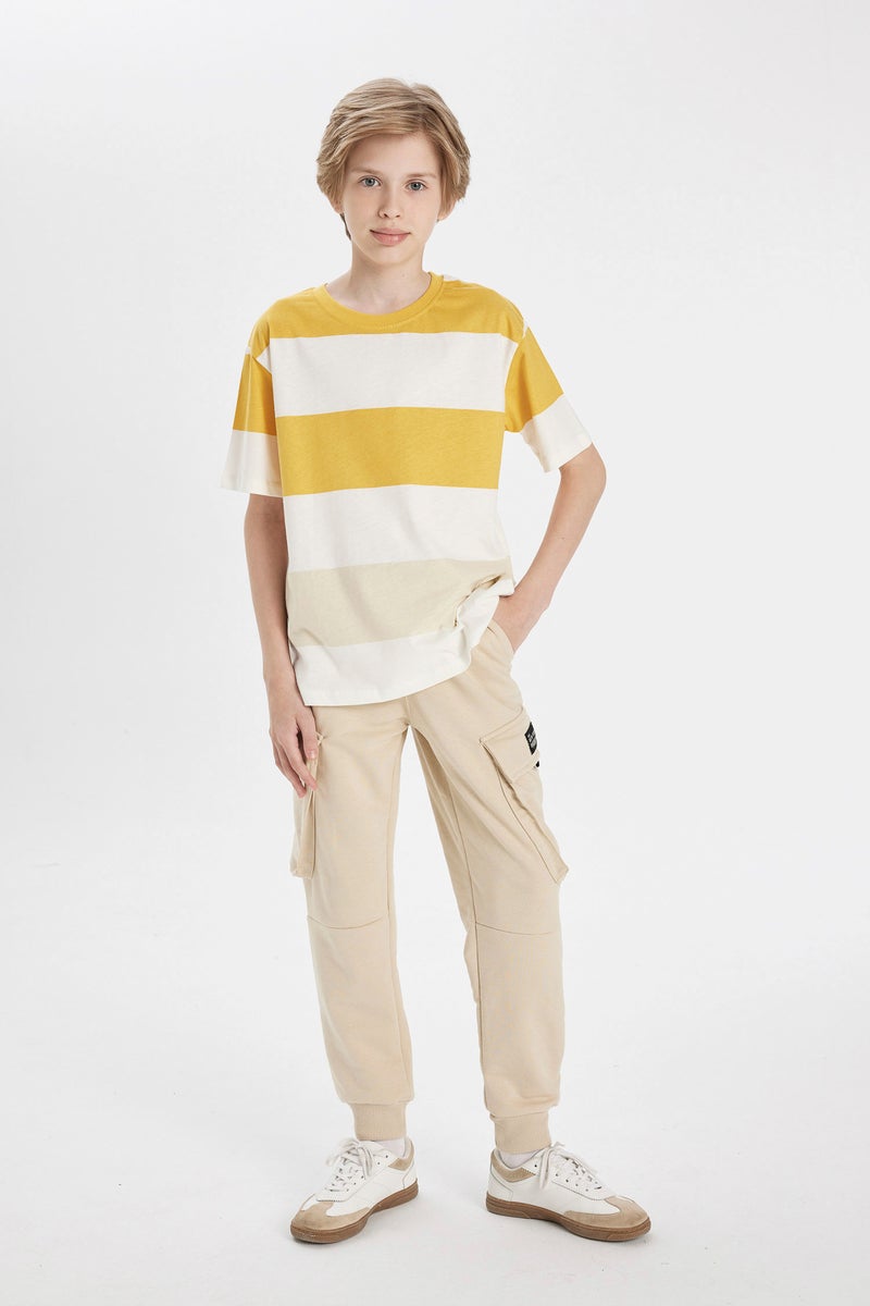 ديفاكتو تيشيرت مخطط اولادي قصة عادية وياقة مستديرة - Image 2