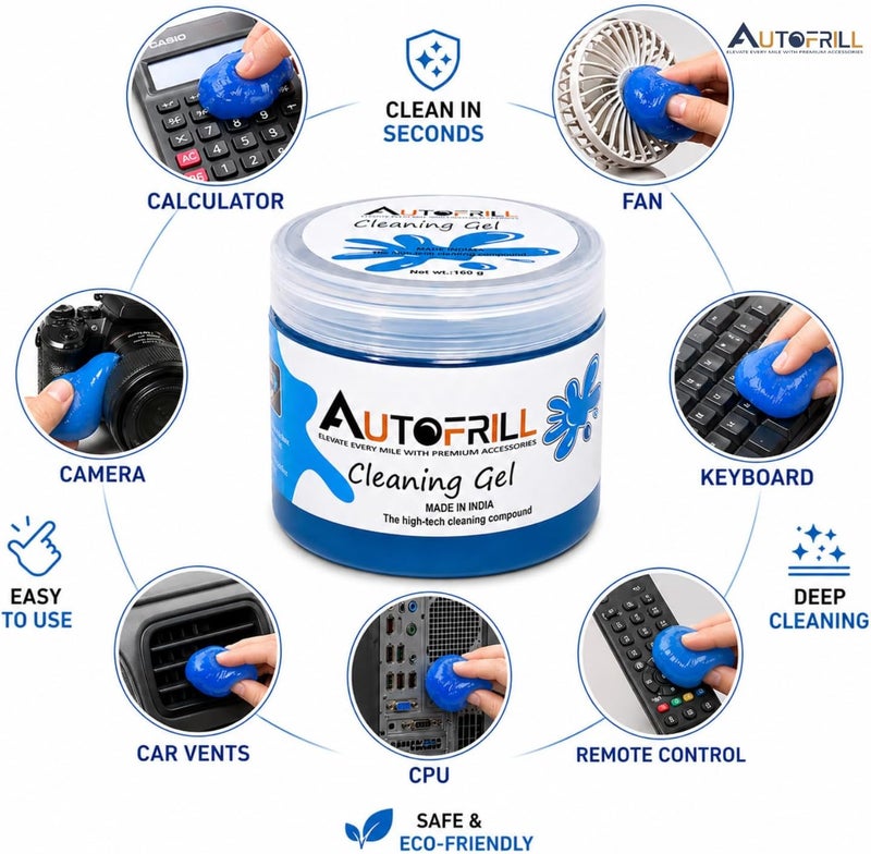 AUTOFRILL مجموعة AUTOFRILL متعددة الاستخدامات لتنظيف الغبار من مداخل تكييف السيارات والأجزاء الداخلية، وتنظيف لوحات المفاتيح وأجهزة الكمبيوتر واللابتوب والأجهزة الإلكترونية (اللون الأزرق) (عبوة واحدة) - Image 2