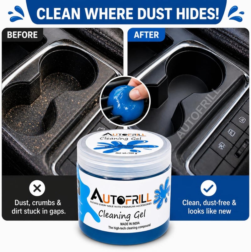 AUTOFRILL مجموعة AUTOFRILL متعددة الاستخدامات لتنظيف الغبار من مداخل تكييف السيارات والأجزاء الداخلية، وتنظيف لوحات المفاتيح وأجهزة الكمبيوتر واللابتوب والأجهزة الإلكترونية (اللون الأزرق) (عبوة واحدة) - Image 3