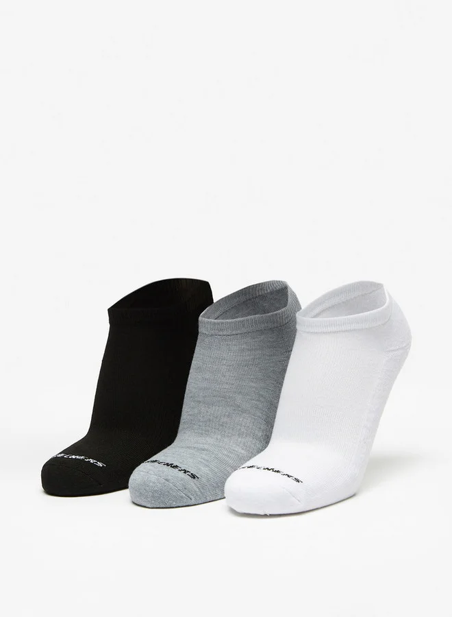 Logo Print Ankle Length Sports Socks - Set of 3