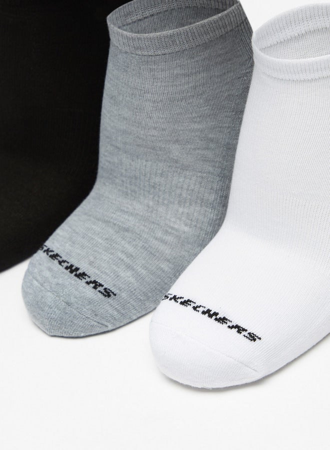 SKECHERS Logo Print Ankle Length Sports Socks - Set of 3 - Image 2