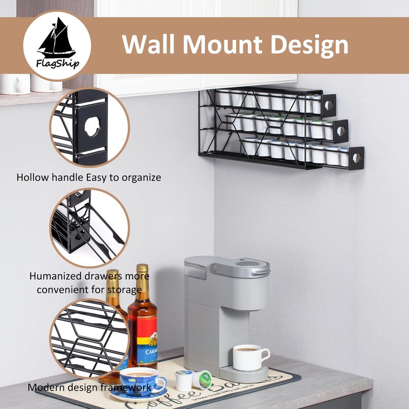 FlagShip K Cup Holder Drawer 3 Tier Coffee Pod Holder for K Pod Save Space Countertop Kitchen (24 Pods Capacity) - Image 5