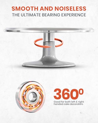 RFAQK 12 Inch Aluminum Alloy Revolving Cake Stand, Cake Turntable for Decorating Rotating Cake Stand for Cupcakes, Pastries and Cake Decorations - Image 4