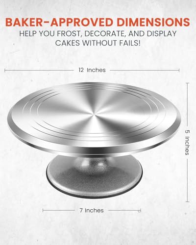 RFAQK 12 Inch Aluminum Alloy Revolving Cake Stand, Cake Turntable for Decorating Rotating Cake Stand for Cupcakes, Pastries and Cake Decorations - Image 2