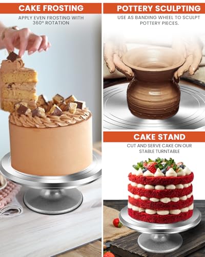 RFAQK 12 Inch Aluminum Alloy Revolving Cake Stand, Cake Turntable for Decorating Rotating Cake Stand for Cupcakes, Pastries and Cake Decorations - Image 5