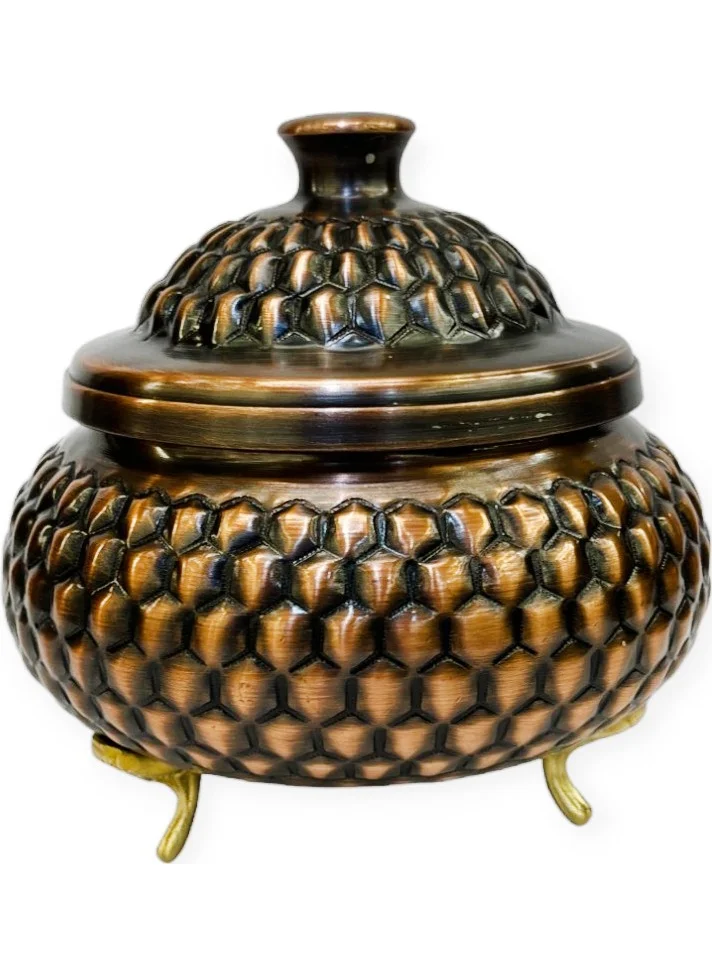 Efemir Honeycomb Pattern Oxidized Copper Sugar Bowl