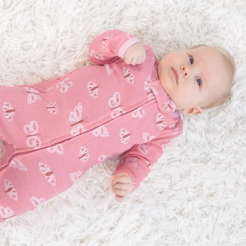 The Peanut Shell The Peanutshell Baby Sleepers for Girls Set of 3 Newborn Baby Clothes Soft Cotton Girl Footed Pajamas Newborns Infants Clothes Gift Set Boho Butterfly - Image 3