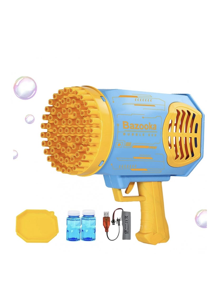 بازوكا مسدس فقاعات الصابون بـ69 فتحة مع أضواء ملونة وحل صابون، لعبة تصويب الفقاعات للأطفال والفتيات