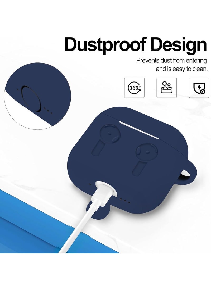 Generic - Silicone Case For AirPods 4, Anti-Shock, Anti-Drop, Anti-Dust, Visible LED Light, Protective Cover with Keychain and Lanyard Compatible With AirPods 4th Generation 2024 (Dark Blue) - Image 1