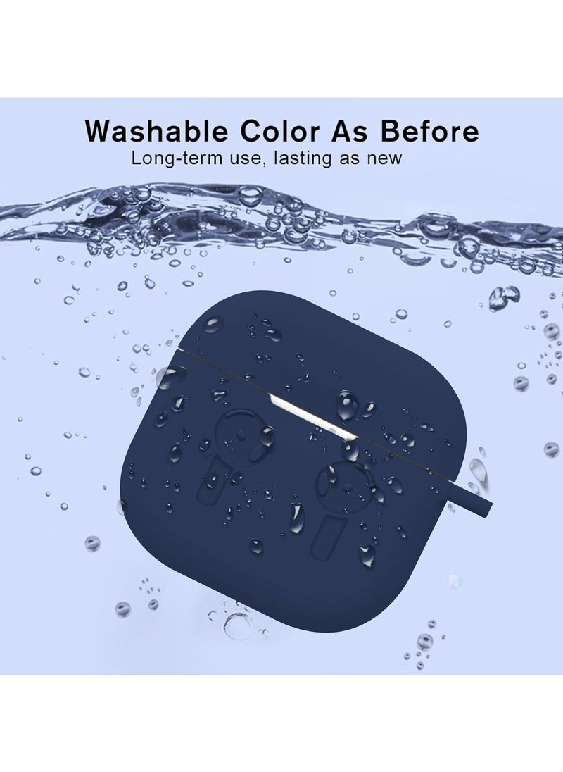 Generic - Silicone Case For AirPods 4, Anti-Shock, Anti-Drop, Anti-Dust, Visible LED Light, Protective Cover with Keychain and Lanyard Compatible With AirPods 4th Generation 2024 (Dark Blue) - Image 1