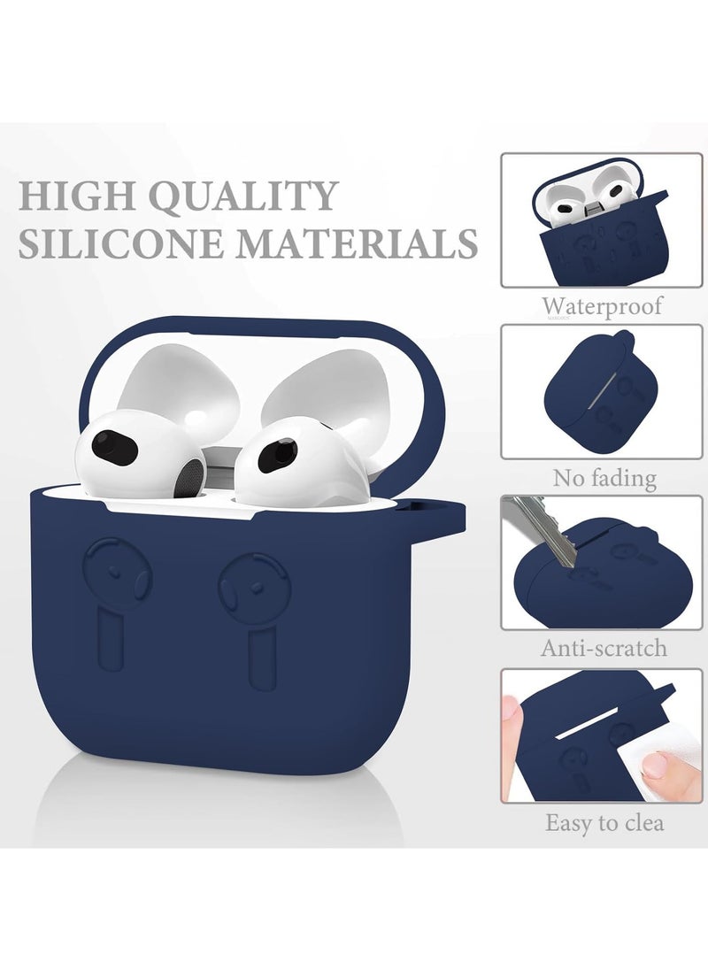 Generic - Silicone Case For AirPods 4, Anti-Shock, Anti-Drop, Anti-Dust, Visible LED Light, Protective Cover with Keychain and Lanyard Compatible With AirPods 4th Generation 2024 (Dark Blue) - Image 1