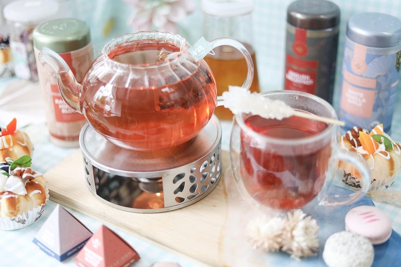 Teabloom Silhouette Tea Warmer - Brushed Stainless Steel Teapot Warmer with Tealight Holder and Candle - Image 4