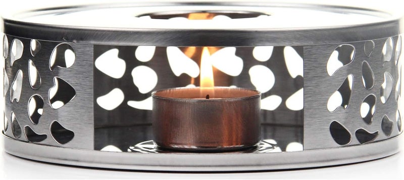 Teabloom Silhouette Tea Warmer - Brushed Stainless Steel Teapot Warmer with Tealight Holder and Candle - Image 1