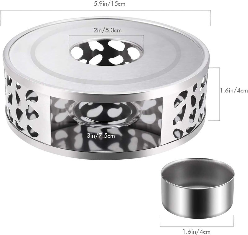Teabloom Silhouette Tea Warmer - Brushed Stainless Steel Teapot Warmer with Tealight Holder and Candle - Image 3
