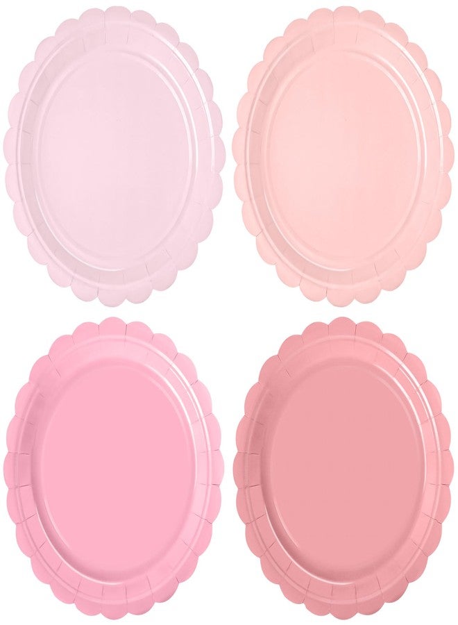 WNINK 48 Pcs Pink Paper Plates Gradient Pink Party Plates 7”Disposable Scalloped Dessert Plates for Birthday Wedding Bridal Engagement Baby Shower Party Supplies Dessert Tableware - Image 1