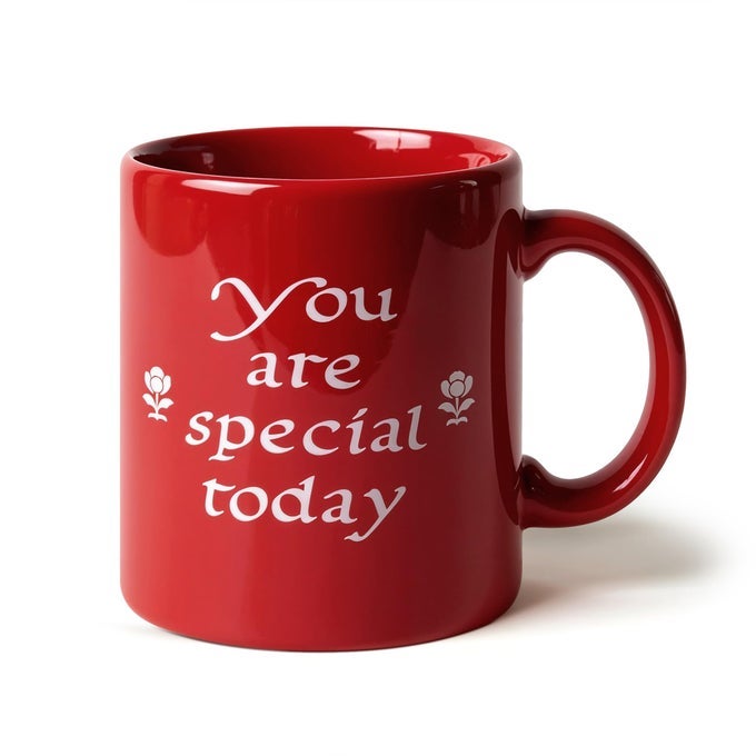 YOU ARE SPECIAL TODAY RED MUG ORIGINAL CERAMIC CELEBRATION MUG ICONIC GIFT FOR BIRTHDAYS GRADUATIONS MOTHERS DAY MILESTONES GERMAN TRADITION SINCE 1832 DISHWASHER SAFE