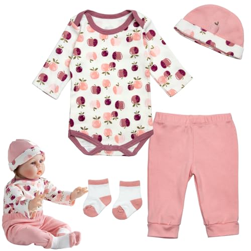 Pedolltree Reborn Baby Doll Clothes Girl Outfit Accessories for 1722 Inch Reborn Dolls Baby Girl Doll Clothes 4pcs Set - Image 1