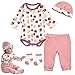 Pedolltree Reborn Baby Doll Clothes Girl Outfit Accessories for 1722 Inch Reborn Dolls Baby Girl Doll Clothes 4pcs Set - Image 2