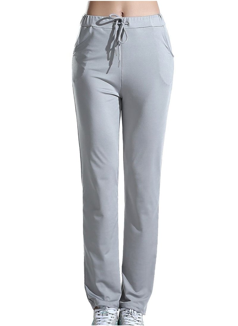 Loquat Women's Solid Color Highly Elastic Yoga Pants Comforty Loose Casual Pants Grey  - Image 1