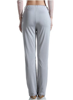 إسكدنيا Women's Solid Color Highly Elastic Yoga Pants Comforty Loose Casual Pants Grey  - Image 3