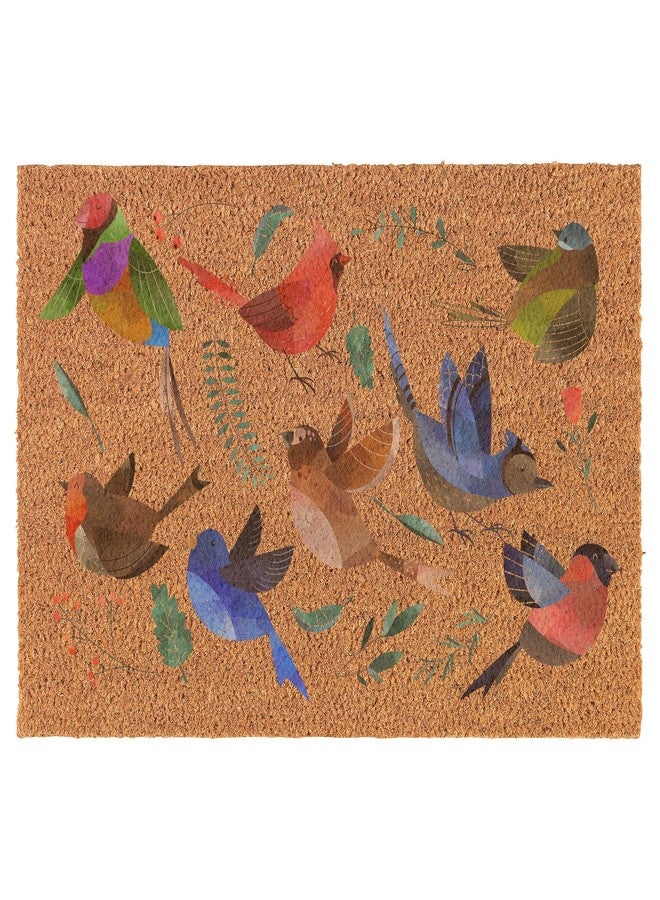 mip Welcome Doormat Coco Coir Door Mat Gift Watercolor Birds (30" x 18") - Image 1