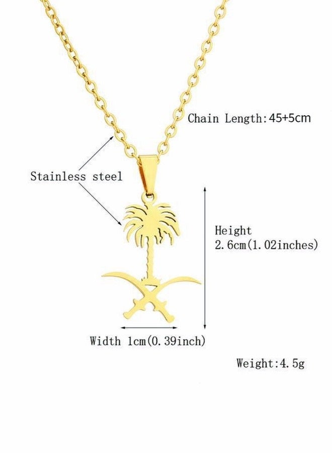 Saudi Arabia logo necklace Elegant geometric necklace for men, With a Versatile Chain Length Of 50+5cm And Geometric Hollow Craftsmanship, Perfectly Matched With White Robes And Traditional Clothing - Image 4
