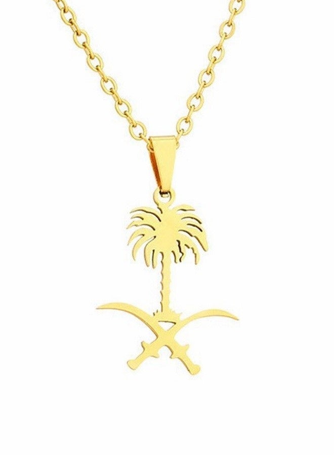 Saudi Arabia logo necklace Elegant geometric necklace for men, With a Versatile Chain Length Of 50+5cm And Geometric Hollow Craftsmanship, Perfectly Matched With White Robes And Traditional Clothing - Image 3