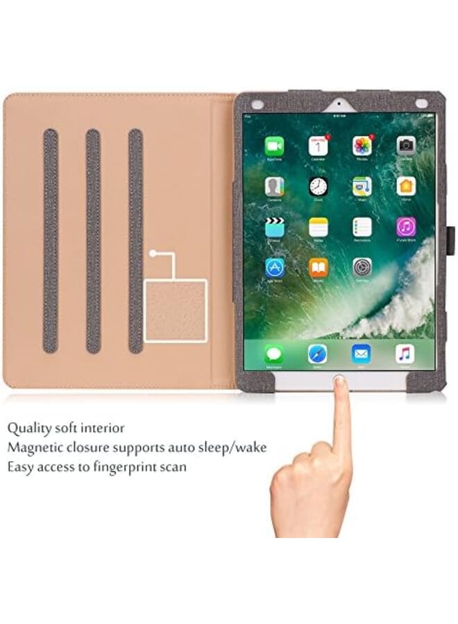 Procases Case For Ipad Air 3Rd Gen 10.5 Inch 2019 Ipad Pro 10.5 Inch 2017 Vintage Pu Leather Stand Folio Cover For Ipad Air 3 Ipad Pro 10.5 Inch Multiple Viewing Angles With Pencil Holder Grey - Image 3