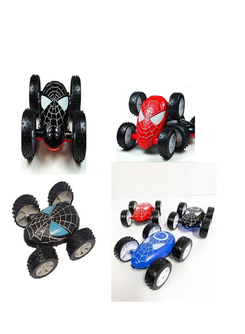 عدد 3 قطعة سيارة بتصميم شخصية سبايدر مان المحببه للاطفال   حركات بهلوانية متعددة الالوان - Image 1
