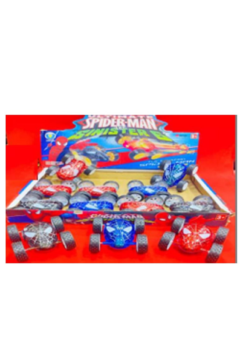 عدد 3 قطعة سيارة بتصميم شخصية سبايدر مان المحببه للاطفال   حركات بهلوانية متعددة الالوان - Image 2