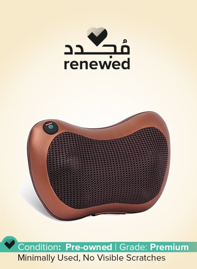 Renewed - Car Home Massage Pillow 8028 for Cervical Neck and Lower Back Relaxation (Brown) - Image 1