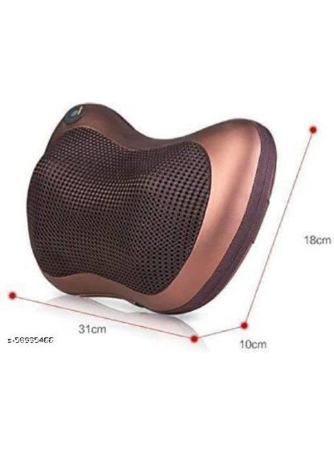 Renewed - Car Home Massage Pillow 8028 for Cervical Neck and Lower Back Relaxation (Brown) - Image 3