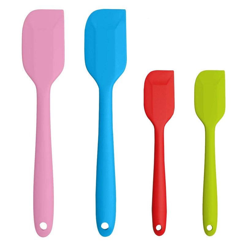 TOUGS TOUGS Silicone Spatulas Set of 4  Heat Resistant NonStick Flexible Rubber with Solid Stainless Steel Core Kitchen Essential Gadget Premium Scraper Spoon Set  Seamless Dishwasher Safe 2 Size