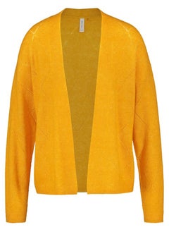 Open cardigan with openwork details and a percentage of wool