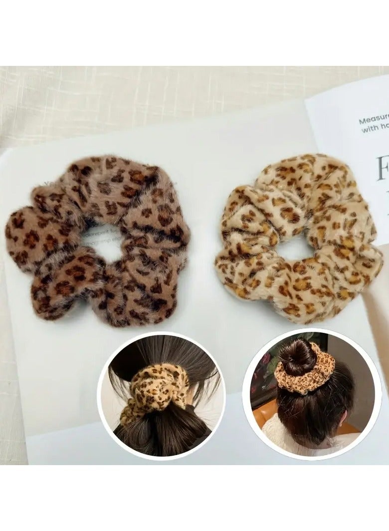 Goolsky 2 قطع رباط شعر فخم بنقشة النمر - حامل ذيل حصان ناعم وقابل للتمدد للنساء والفتيات - مثالي للملابس الكاجوال - Image 1